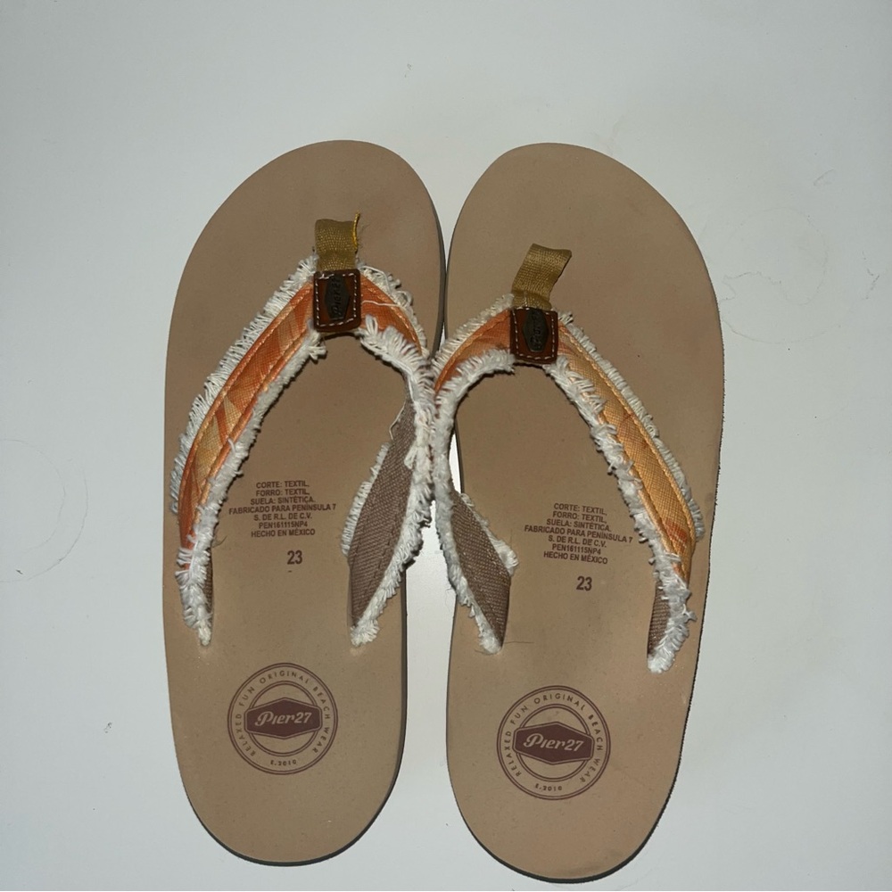 Pier 27 Tan and Orange Sandals